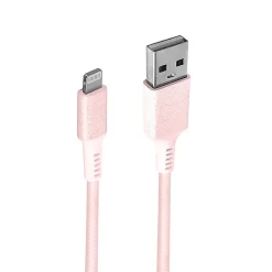 iHome Sandspray Nylon Lightning To USB-A Cable, 6', Pink