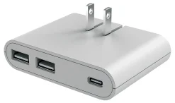 iHome Ultra Boost AC Pro 30W 3-Port Slim Wall Charger, White