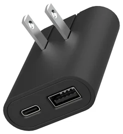 iHome Ultra Boost AC Pro 18W 2-Port Slim Wall Charger, Black