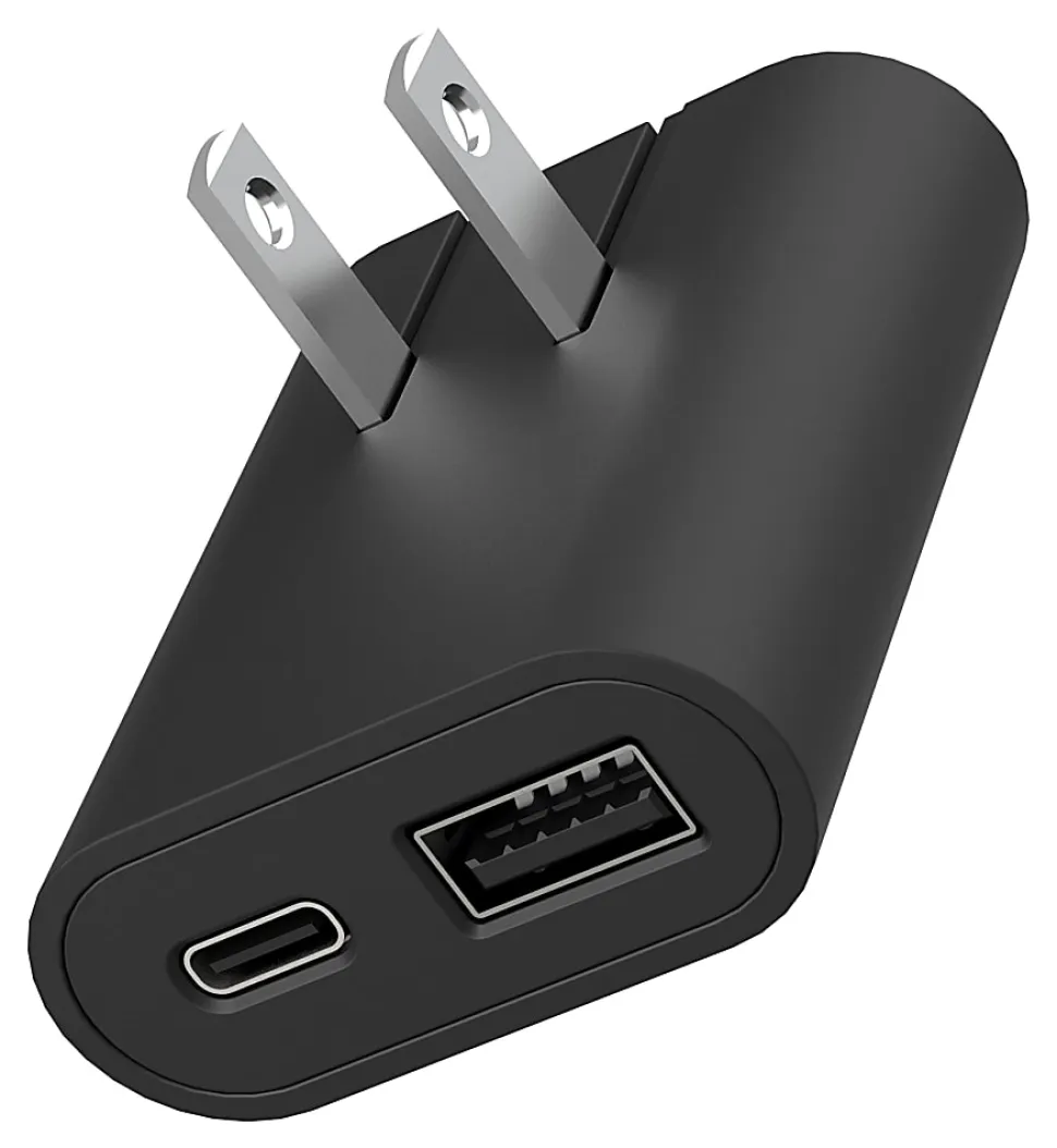 iHome Ultra Boost AC Pro 18W 2-Port Slim Wall Charger, Black