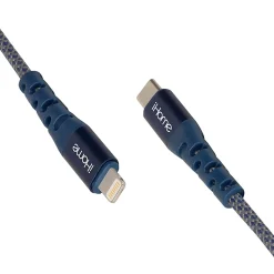 iHome Ultra Boost Nylon Lightning To USB-C Cable, 6', Blue