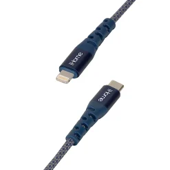 iHome Ultra Boost Nylon Lightning To USB-C Cable, 6', Blue