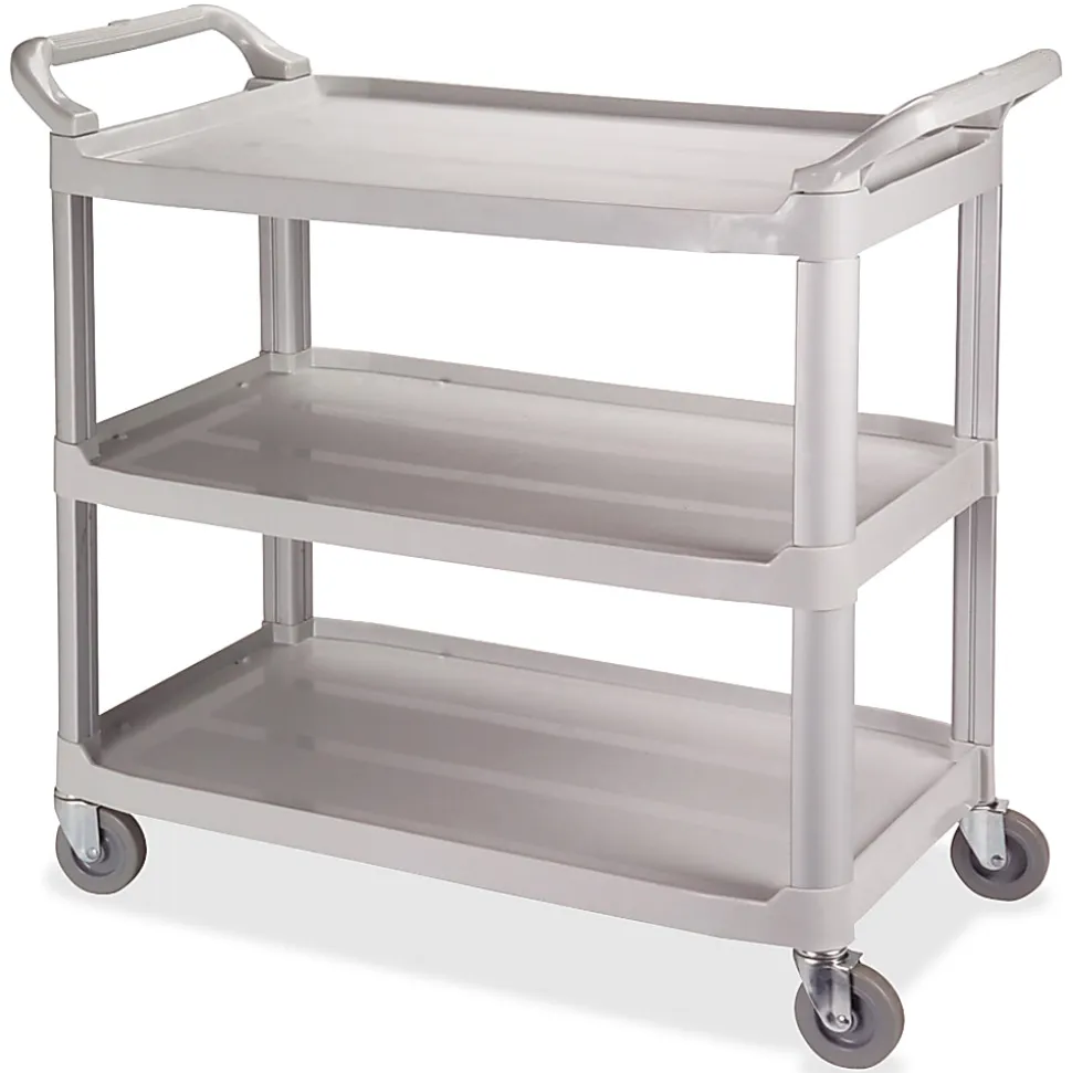 Impact 3-Shelf Bussing Cart, 3 Shelf, 200 lb Capacity, 4" Caster Size, 40"L x 20"W x 38"H, Gray