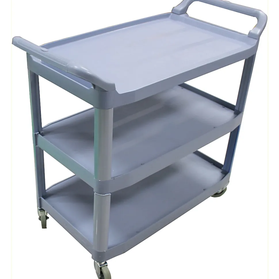 Impact 3-Shelf Bussing Cart, 3 Shelf, 200 lb Capacity, 4" Caster Size, 40"L x 20"W x 38"H, Gray