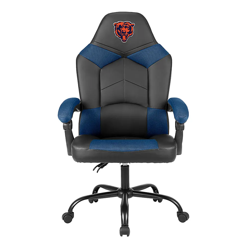 Imperial Adjustable Oversized Vinyl High-Back Office Task Chair, NFL Chicago Bears, Black/Blue