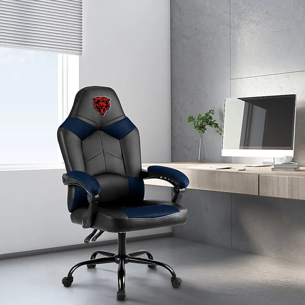 Imperial Adjustable Oversized Vinyl High-Back Office Task Chair, NFL Chicago Bears, Black/Blue