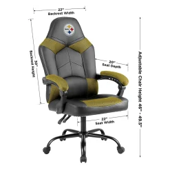 Imperial Adjustable Oversized Vinyl High-Back Office Task Chair, NFL Pittsburgh Steelers, Black/Yellow