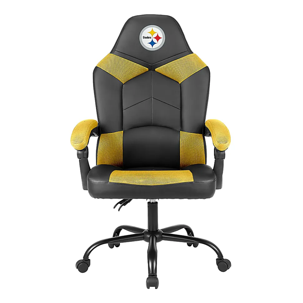 Imperial Adjustable Oversized Vinyl High-Back Office Task Chair, NFL Pittsburgh Steelers, Black/Yellow
