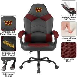 Imperial Adjustable Oversized Vinyl High-Back Office Task Chair, NFL Washington Commanders, Black/Burgundy