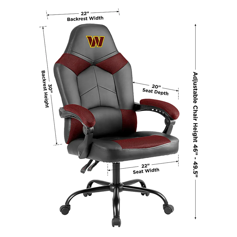 Imperial Adjustable Oversized Vinyl High-Back Office Task Chair, NFL Washington Commanders, Black/Burgundy