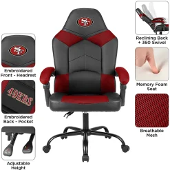 Imperial Adjustable Oversized Vinyl High-Back Office Task Chair, NFL San Francisco 49ers, Black/Red