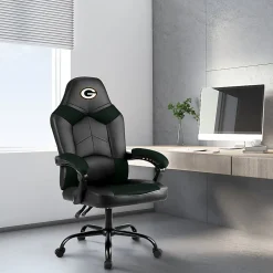 Imperial Adjustable Oversized Vinyl High-Back Office Task Chair, NFL Green Bay Packers, Black/Green