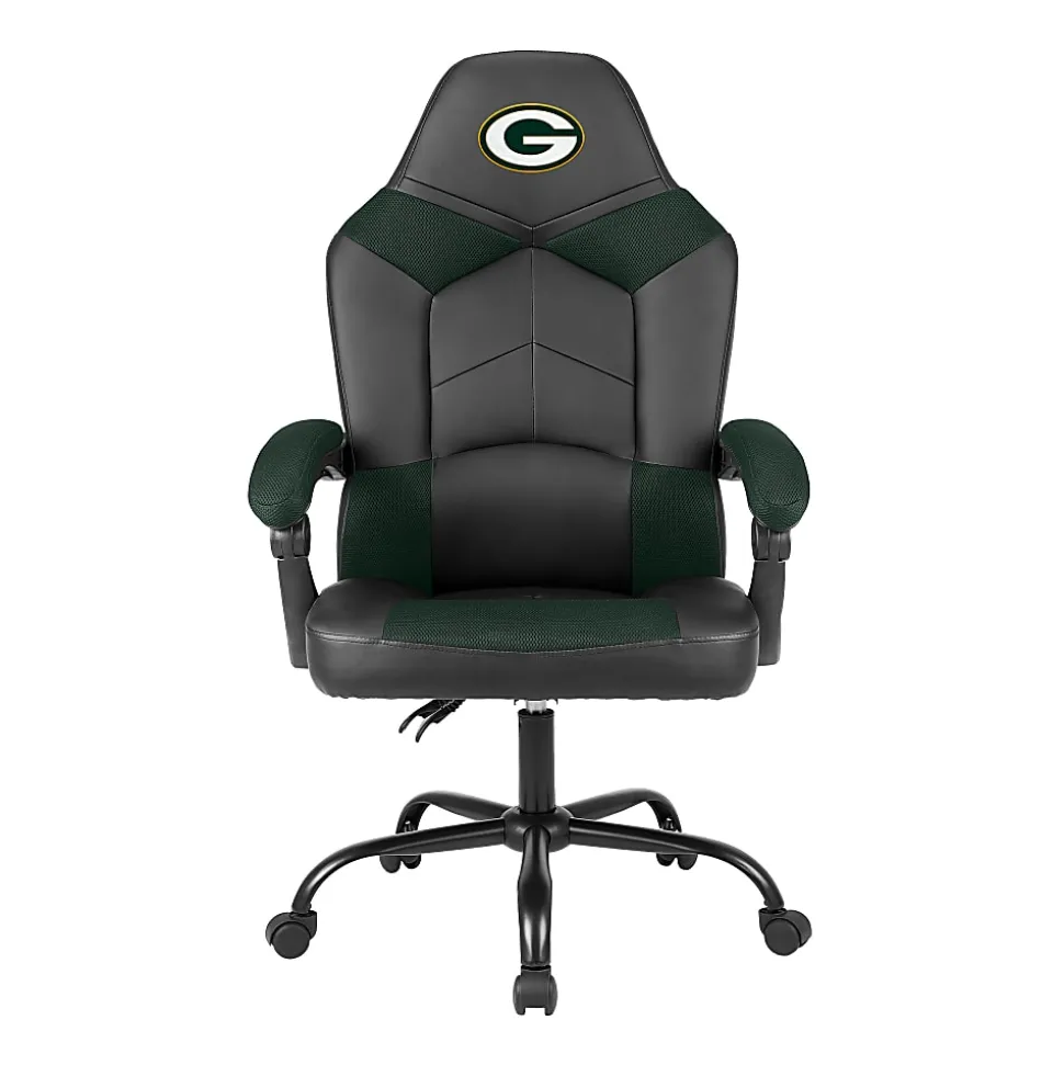Imperial Adjustable Oversized Vinyl High-Back Office Task Chair, NFL Green Bay Packers, Black/Green