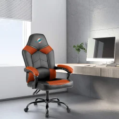Imperial Adjustable Oversized Vinyl High-Back Office Task Chair, NFL Miami Dolphins, Black/Orange