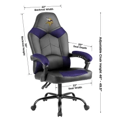 Imperial Adjustable Oversized Vinyl High-Back Office Task Chair, NFL Minnesota Vikings, Black/Purple