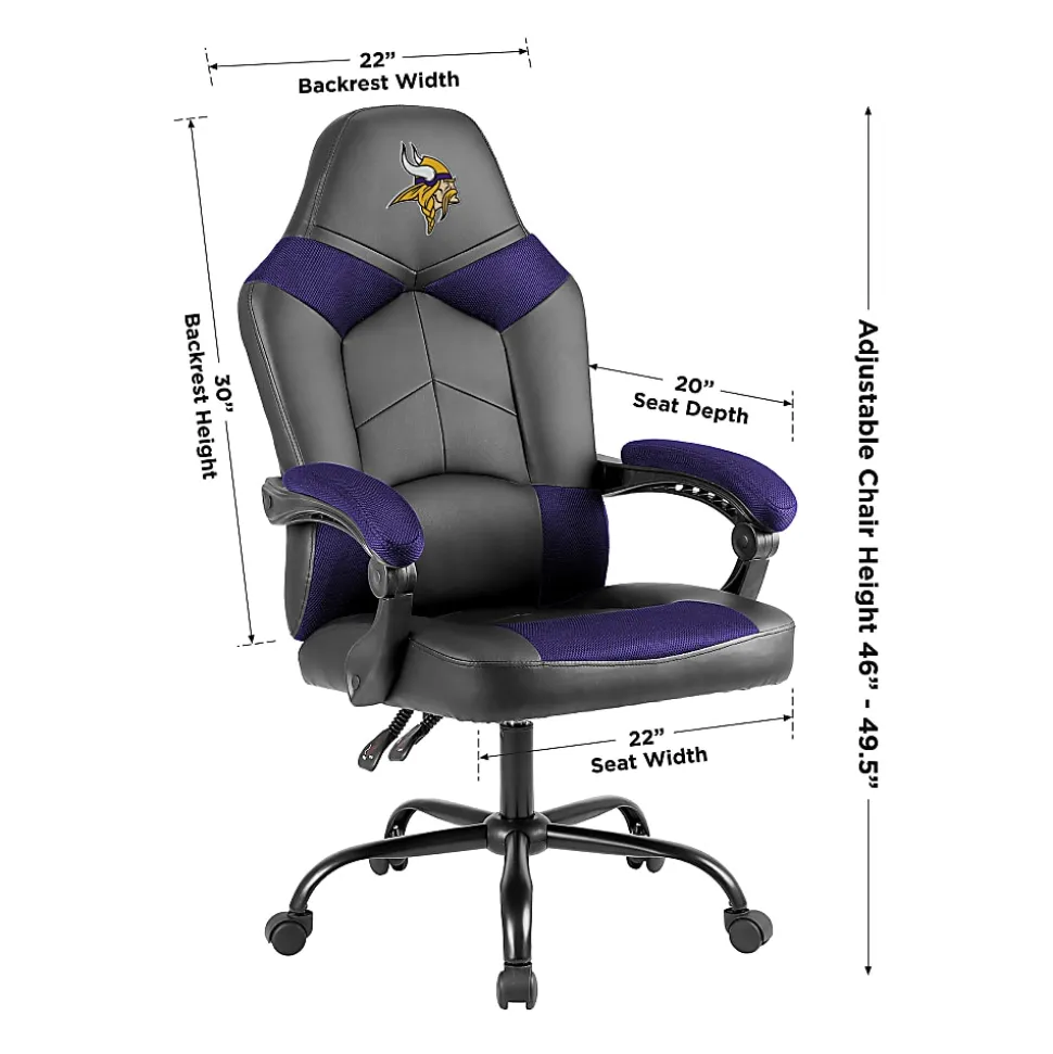 Imperial Adjustable Oversized Vinyl High-Back Office Task Chair, NFL Minnesota Vikings, Black/Purple