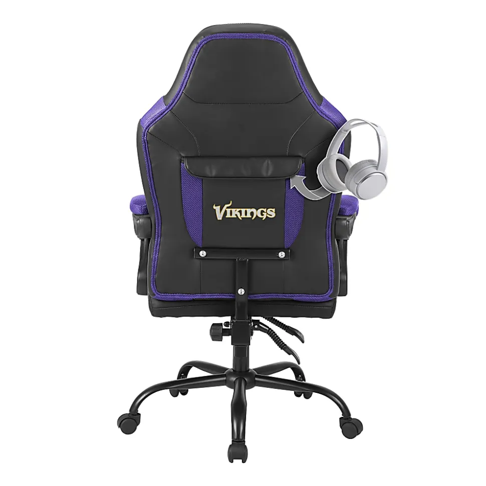 Imperial Adjustable Oversized Vinyl High-Back Office Task Chair, NFL Minnesota Vikings, Black/Purple