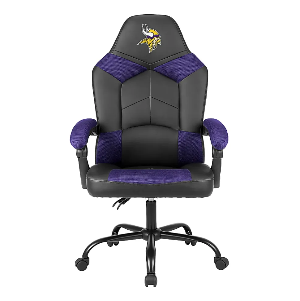 Imperial Adjustable Oversized Vinyl High-Back Office Task Chair, NFL Minnesota Vikings, Black/Purple