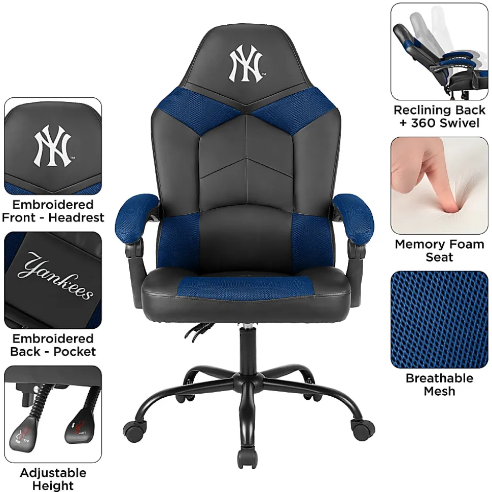 Imperial MLB Adjustable Oversized Vinyl High-Back Office Task Chair, New York Yankees