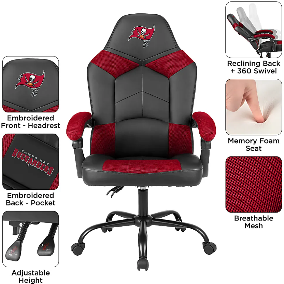 Imperial NFL Adjustable Oversized Vinyl High-Back Office Task Chair, Tampa Bay Buccaneers
