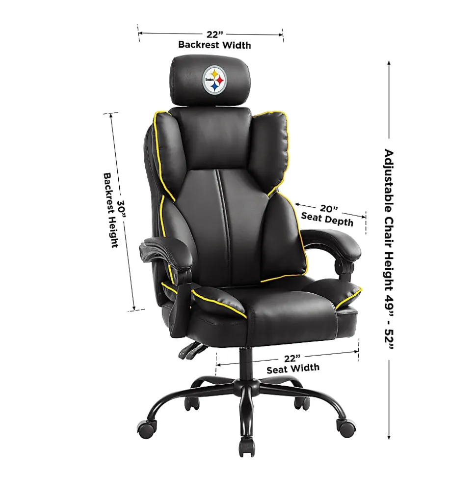Imperial NFL Champ Ergonomic Faux Leather Computer Gaming Chair, Pittsburgh Steelers