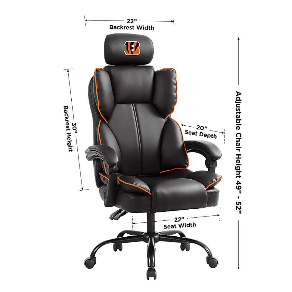 Imperial NFL Champ Ergonomic Faux Leather Computer Gaming Chair, Cincinnati Bengals