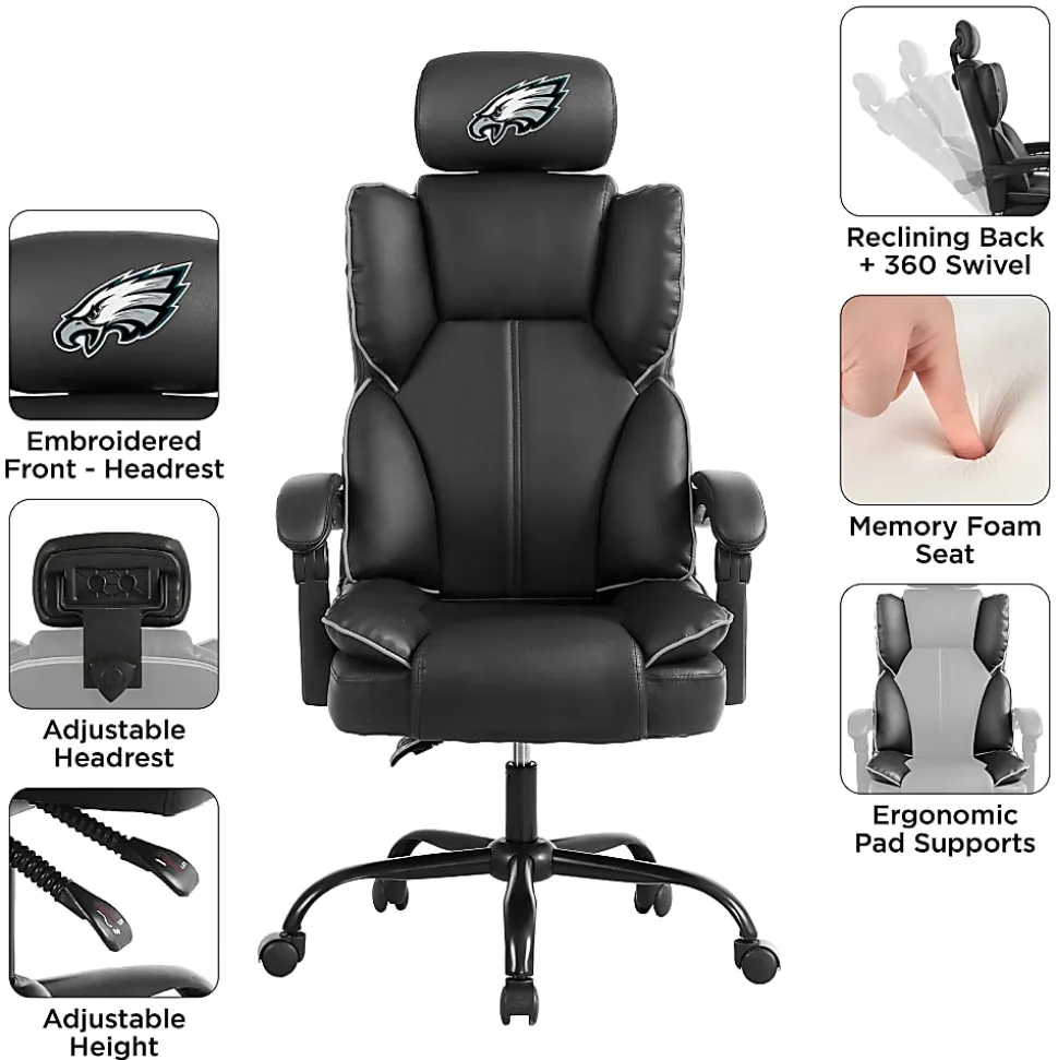 Imperial NFL Champ Ergonomic Faux Leather Computer Gaming Chair, Philadelphia Eagles