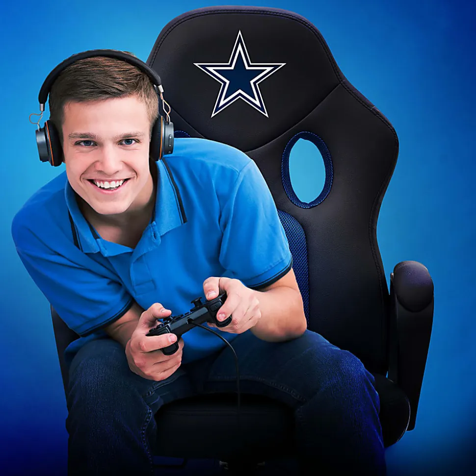 Imperial NFL Vision Faux Leather/Mesh High-Back Computer Gaming Chair, Dallas Cowboys