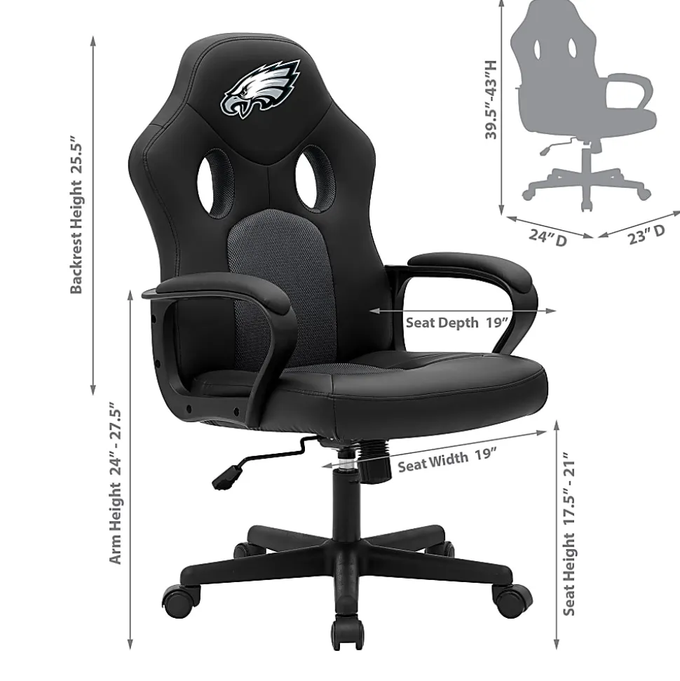 Imperial NFL Vision Faux Leather/Mesh High-Back Computer Gaming Chair, Philadelphia Eagles