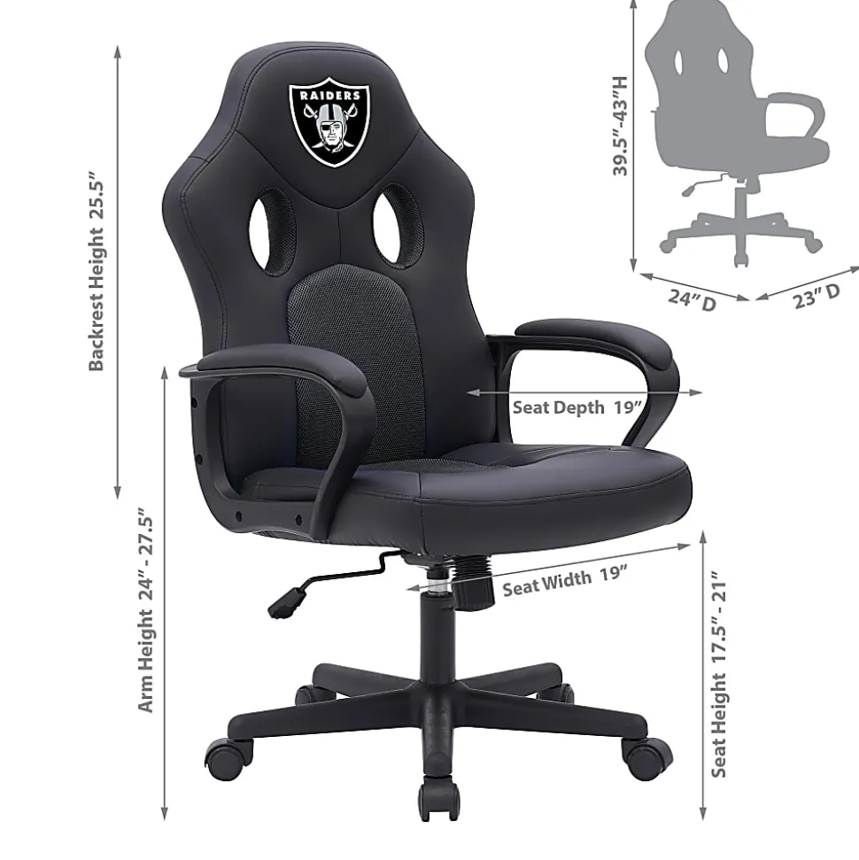 Imperial NFL Vision Faux Leather/Mesh High-Back Computer Gaming Chair, Las Vegas Raiders