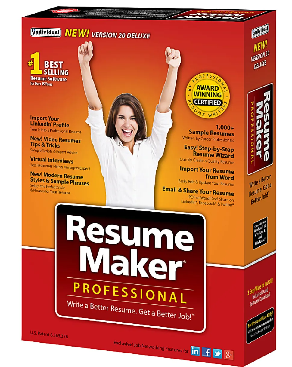 Individual Software ResumeMaker Professional Pro Deluxe 20, Disc