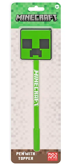 Innovative Designs 2D Licensed Topper Ballpoint Pen, Medium Point, 0.7 mm, Green/Blue, Minecraft