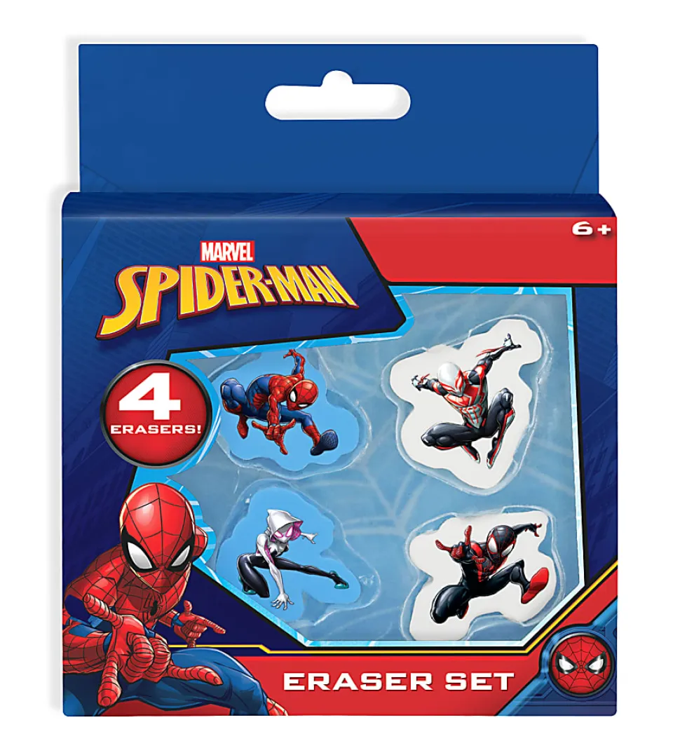 Innovative Designs Licensed Eraser Set, 1-1/4” x 1-1/4”, Spiderman, Set Of 4 Erasers