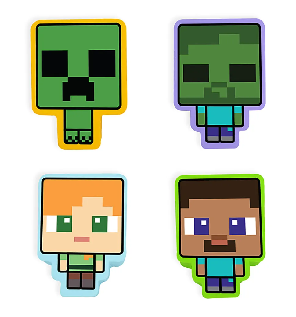 Innovative Designs Licensed Eraser Set, 1-1/4” x 1-1/4”, Minecraft, Set Of 4 Erasers