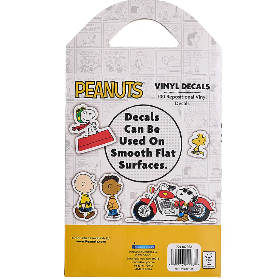 Innovative Designs Licensed Vinyl Decal Stickers, 100 Count, Peanuts, Quantity 1 Pack, 721187PEAOD