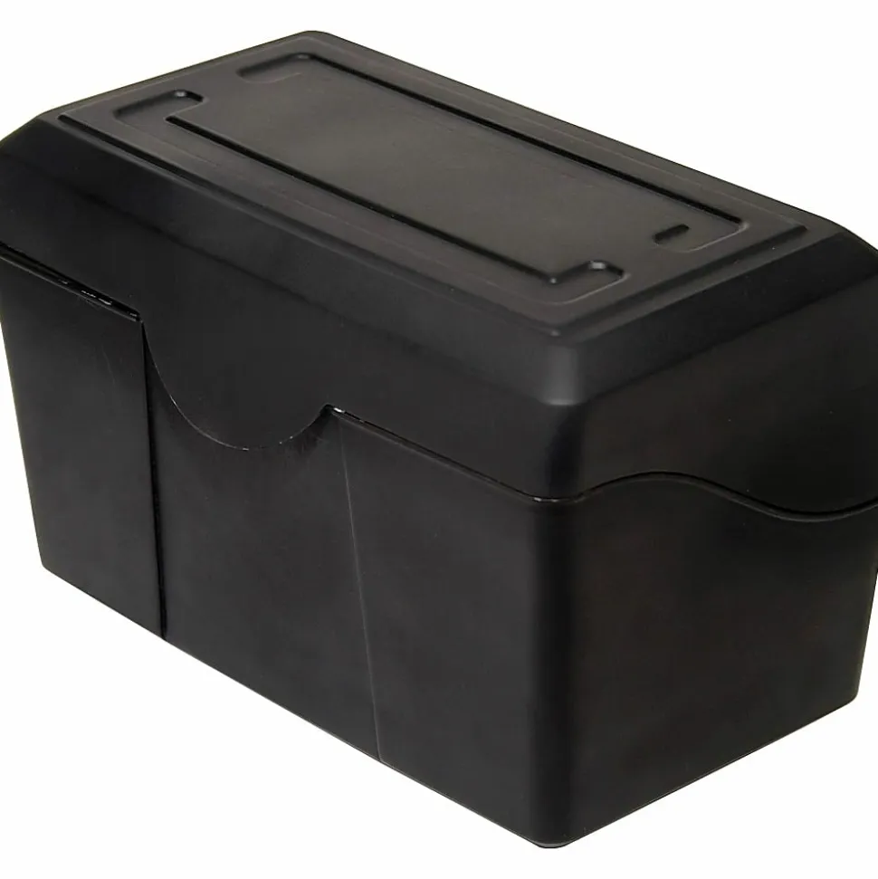 Innovative Storage Designs Plastic Card File, 300-Card Capacity, Black