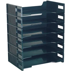 Innovative Storage Designs Stackable Letter Trays, Black, Pack Of 6