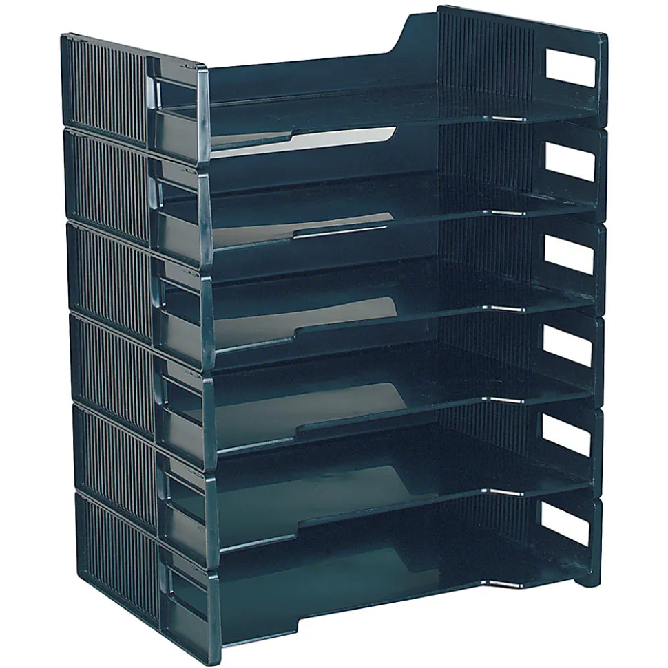 Innovative Storage Designs Stackable Letter Trays, Black, Pack Of 6