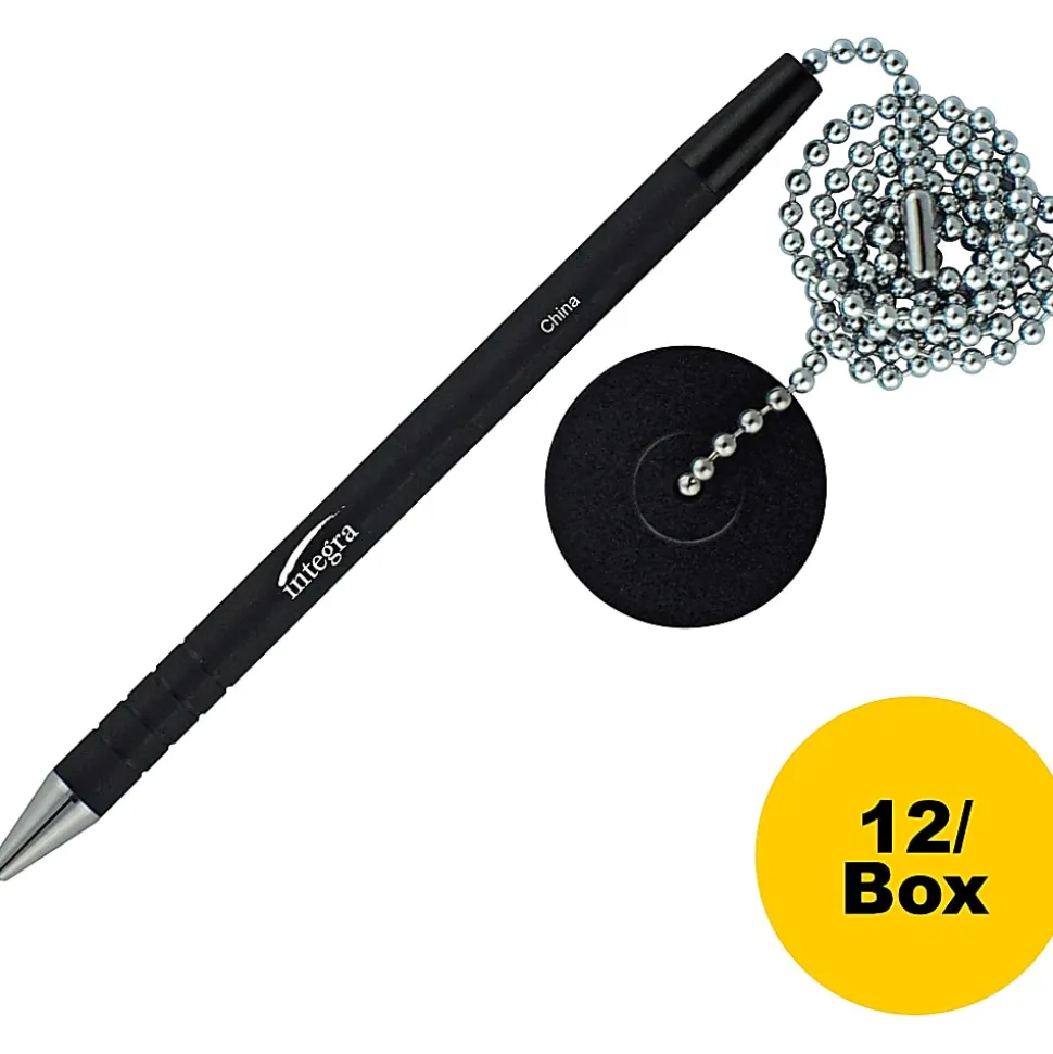 Integra Antimicrobial Rubber Barrel Counter Pen - Black - Rubberized Barrel - 12 / Box