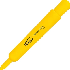 Integra Chisel Desk Liquid Highlighters - Chisel Marker Point Style - Yellow Water Based Ink - Yellow Barrel - 1 Dozen