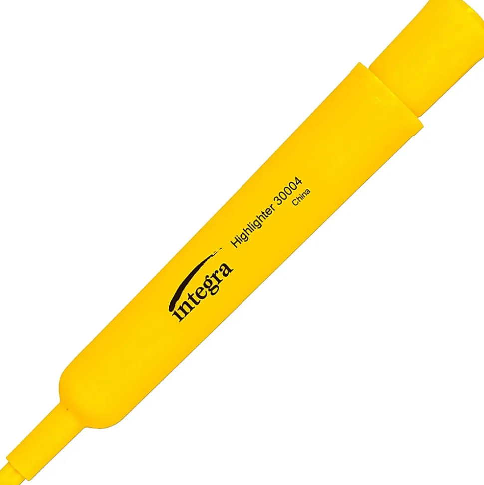 Integra Chisel Desk Liquid Highlighters - Chisel Marker Point Style - Yellow Water Based Ink - Yellow Barrel - 1 Dozen