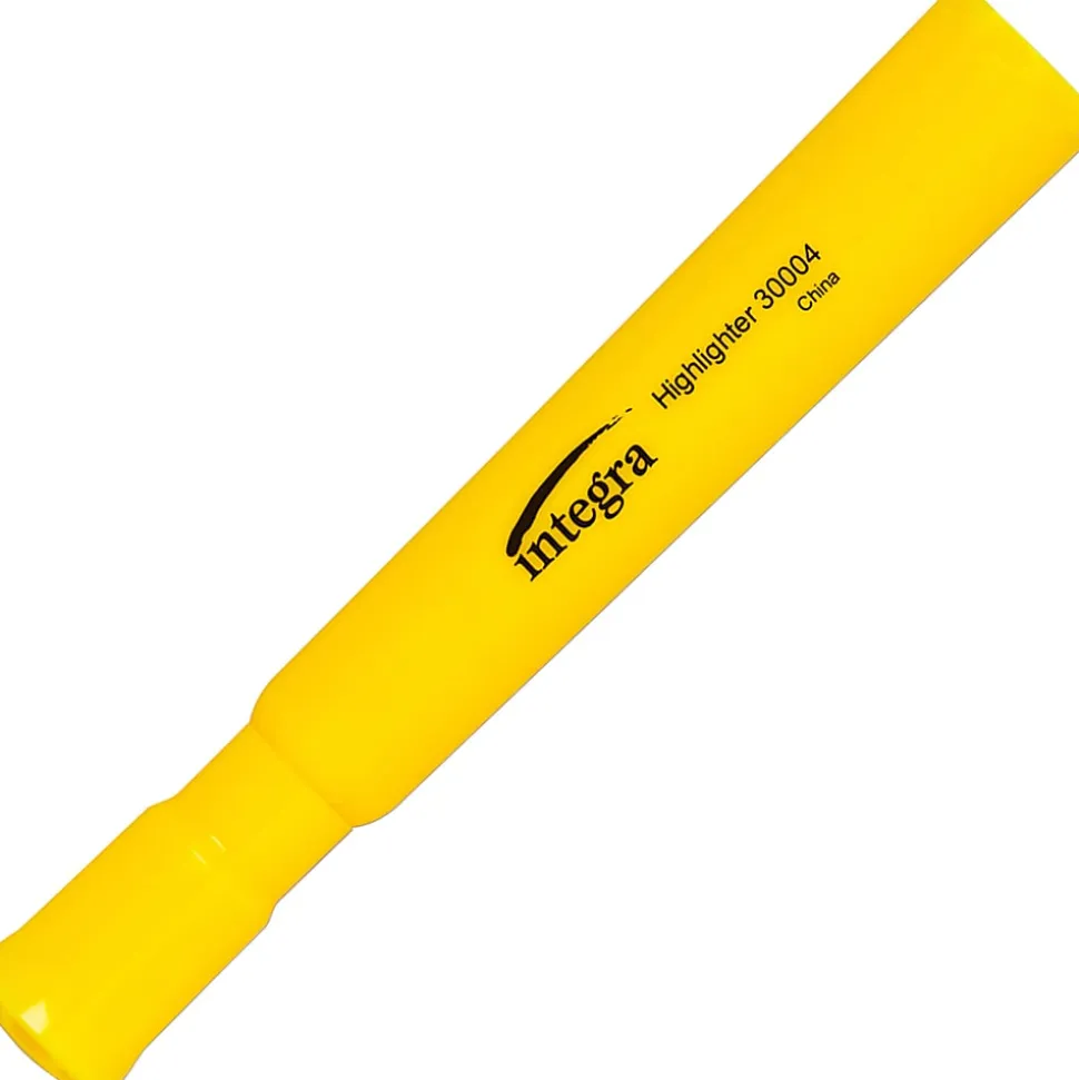 Integra Chisel Desk Liquid Highlighters - Chisel Marker Point Style - Yellow Water Based Ink - Yellow Barrel - 1 Dozen