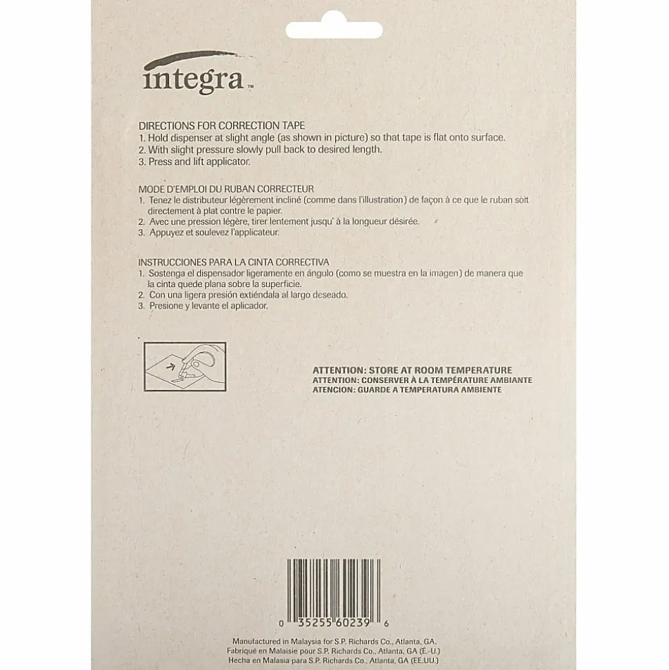 Integra Dispensing Correction Tape - Holds Total 1 Tape(s) - White - 6 / Pack