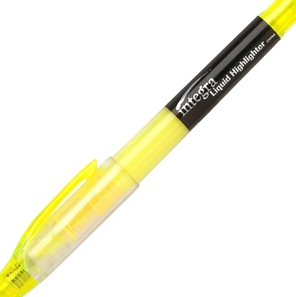 Integra Liquid Highlighters - Chisel Marker Point Style - Yellow - 1 Dozen