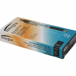 Integra Retractable 0.7mm Gel Pen - 0.7 mm Pen Point Size - Black Gel-based Ink - 12 / Dozen