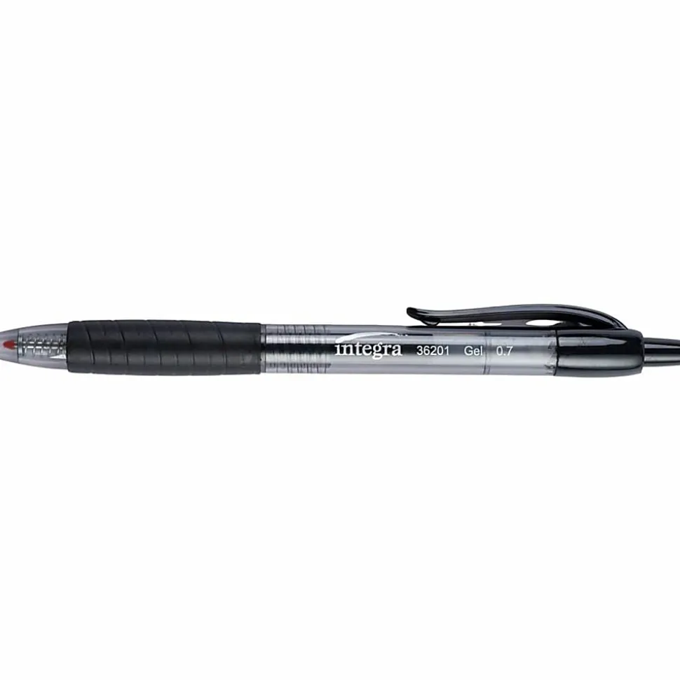 Integra Retractable 0.7mm Gel Pen - 0.7 mm Pen Point Size - Black Gel-based Ink - 12 / Dozen
