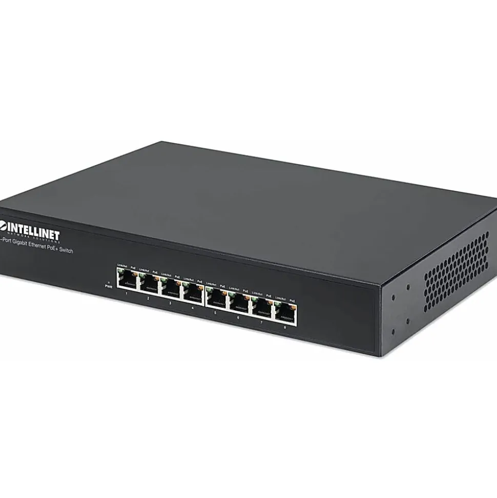 Intellinet 8-Port Gigabit Ethernet PoE+ Switch, 8x PoE ports, IEEE 802.3at/af Power-over-Ethernet (PoE+/PoE), Endspan, Desktop, Box - 560641