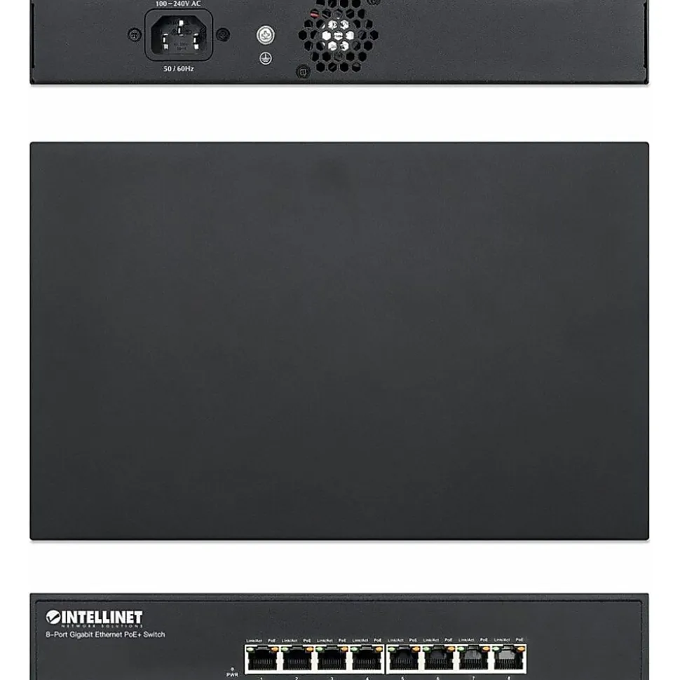 Intellinet 8-Port Gigabit Ethernet PoE+ Switch, 8x PoE ports, IEEE 802.3at/af Power-over-Ethernet (PoE+/PoE), Endspan, Desktop, Box - 560641
