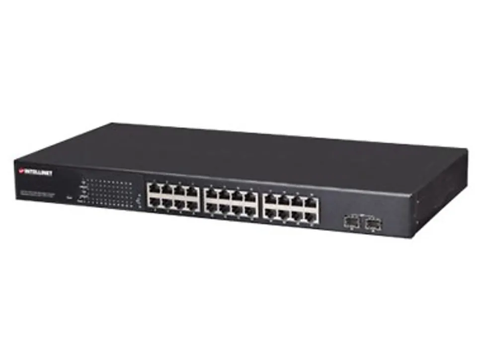 Intellinet 24-Port Gigabit Ethernet PoE+ Web-Managed Switch with 2 SFP Ports, 24x PoE ports, IEEE 802.3at/af Power over Ethernet
