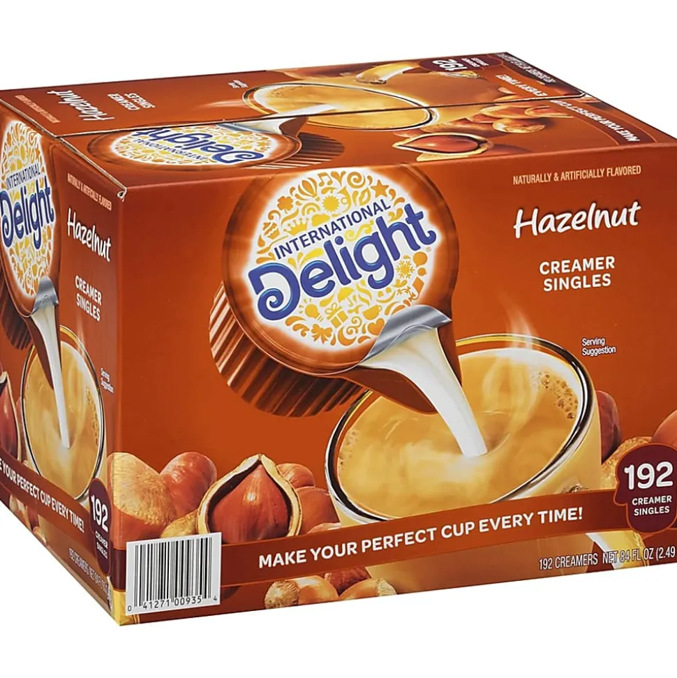 International Delight Hazelnut Liquid Creamer Singles - Hazelnut Flavor - 0.50 fl oz (15 mL) - 192/Carton